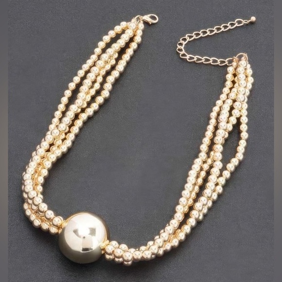 GOLD CCB BEAD NECKLACE - Picture 3 of 3